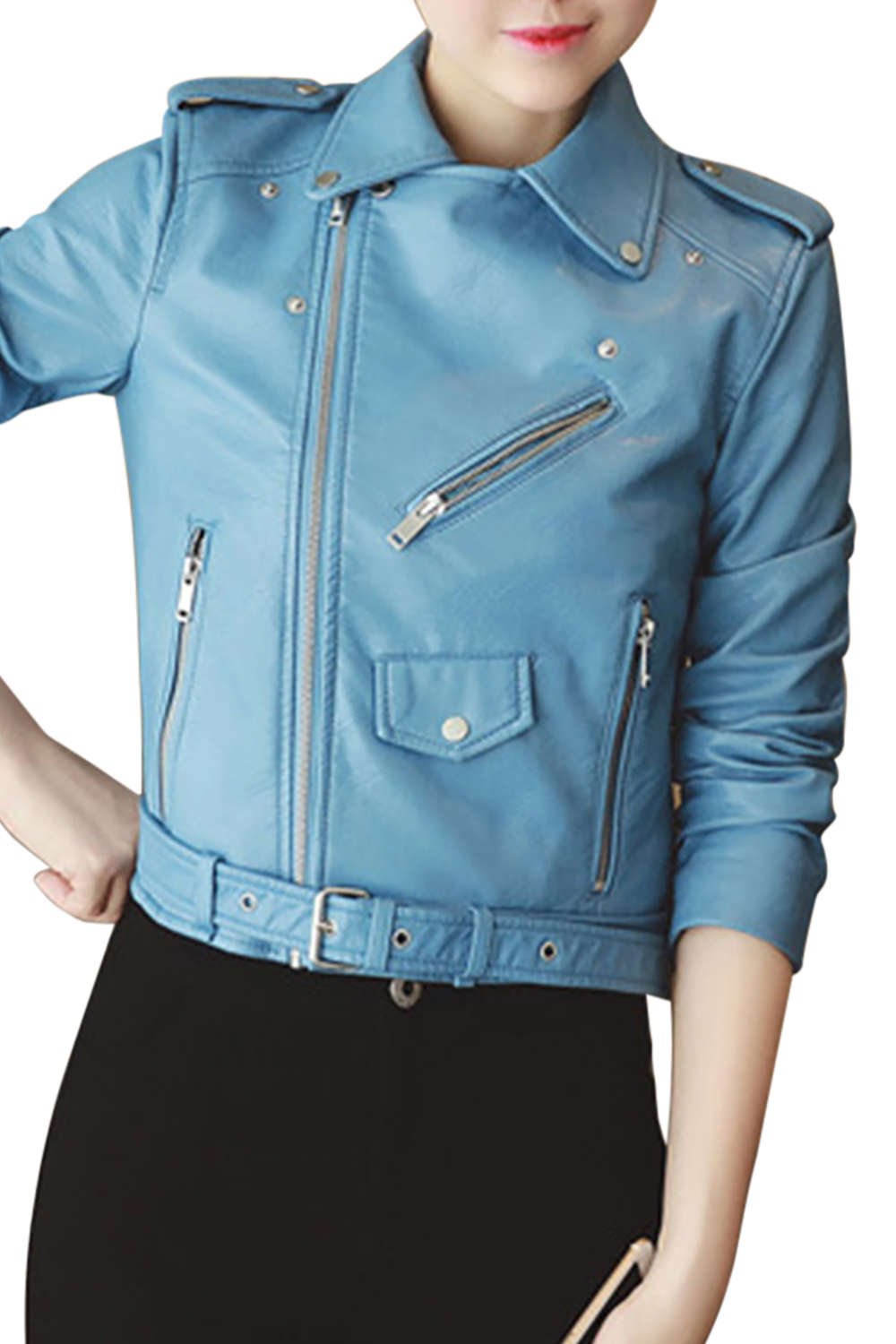 Iyasson Women's Faux Leather Biker Jacket