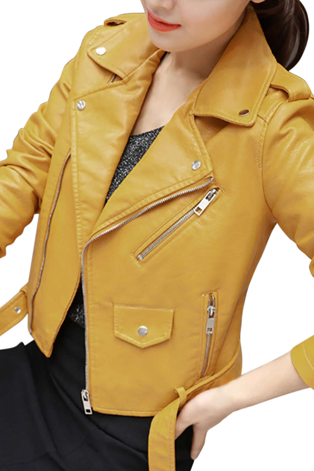 Iyasson Women's Faux Leather Biker Jacket