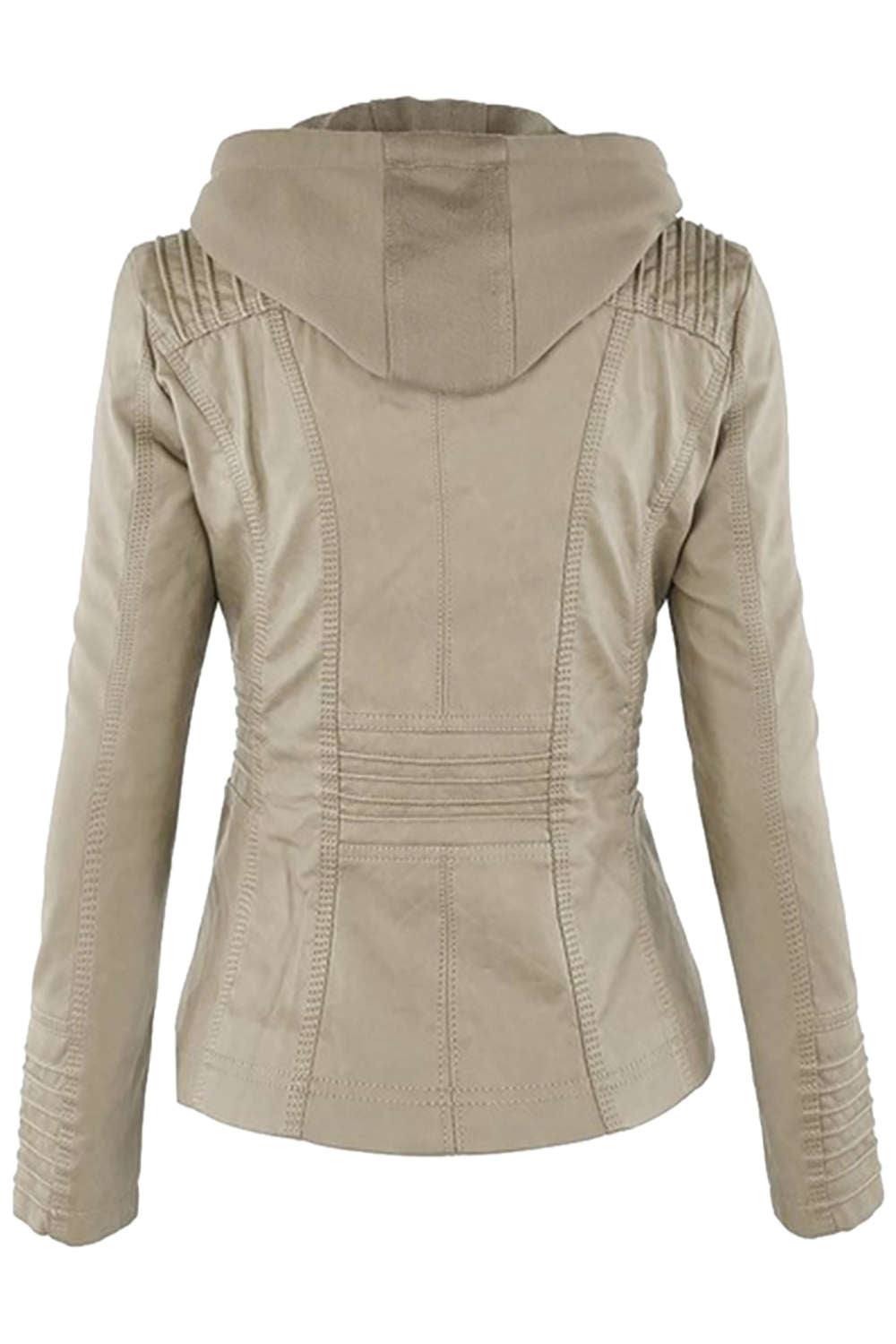 Iyasson Women's  Faux Leather Zip Up Hooded Jacket