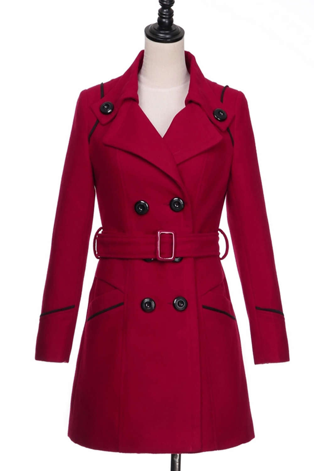 Iyasson Women's Double Breasted Blend Coat