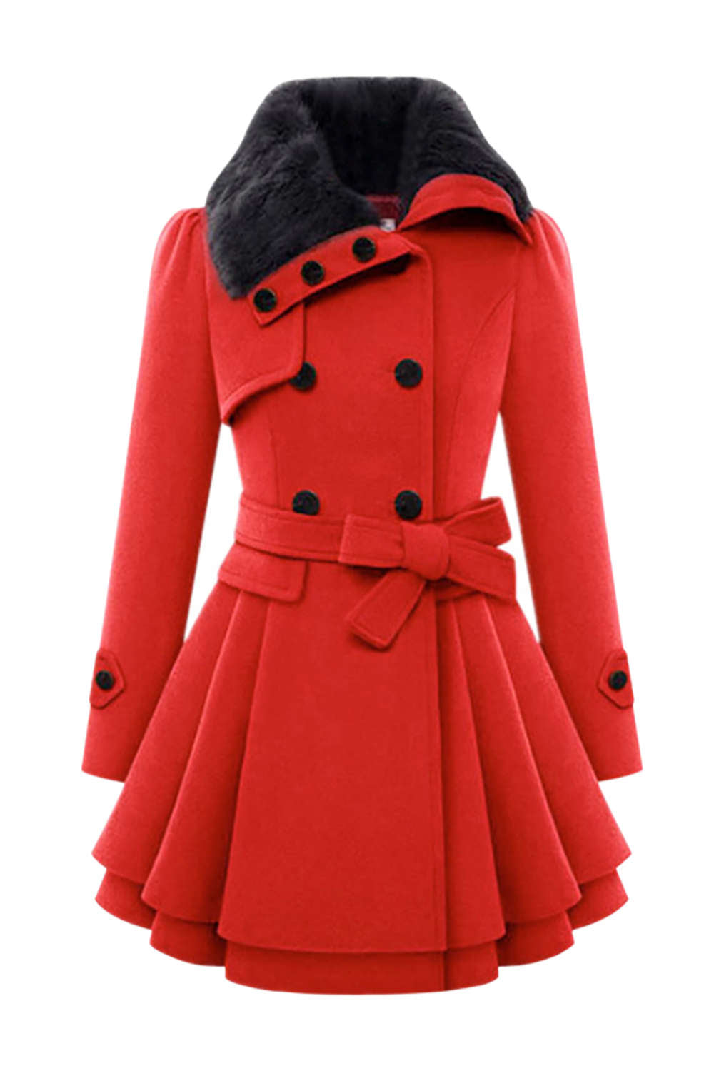 Iyasson Women's Double Breasted Blend Coat