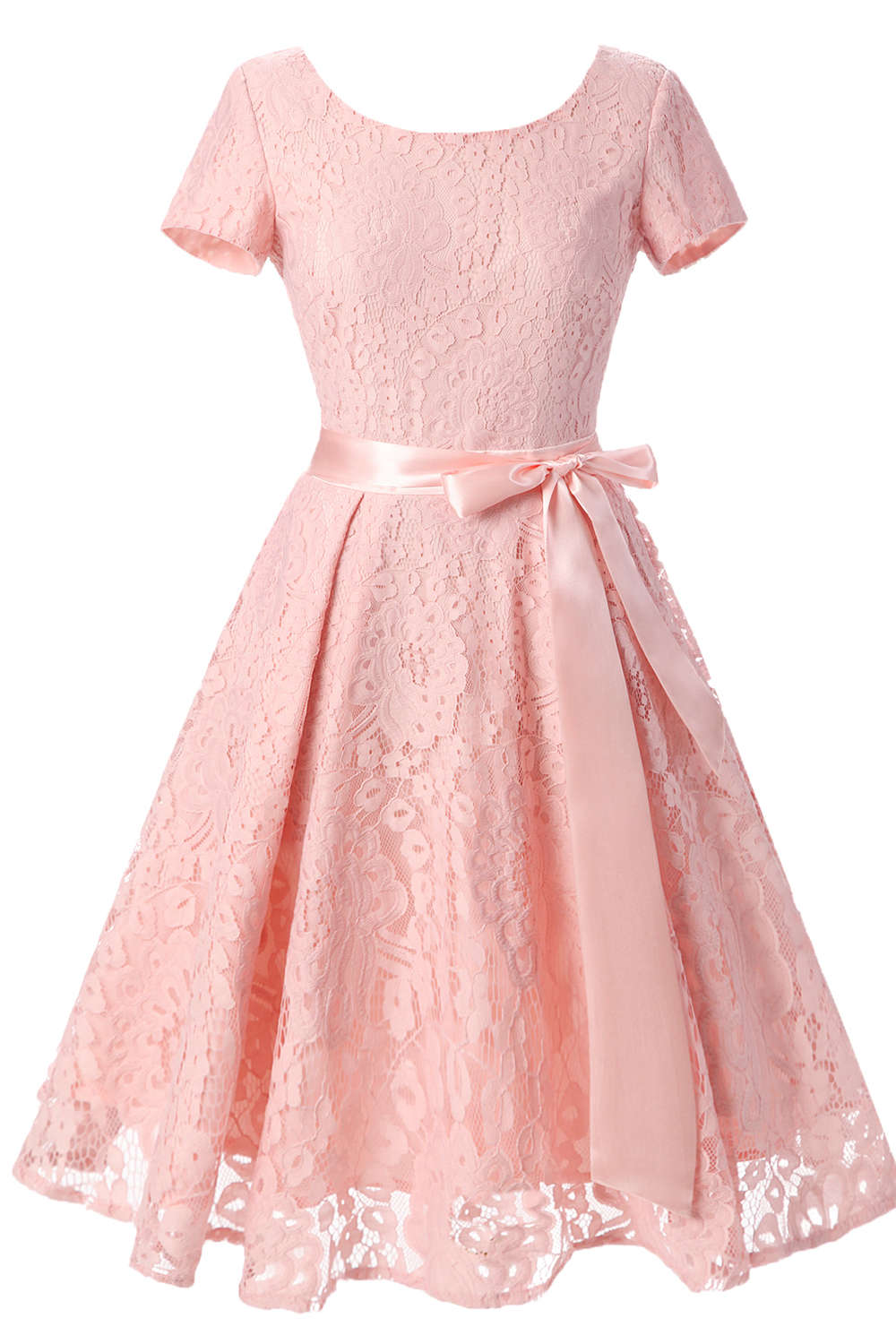 Iyasson Vintage Lace Short Sleeve Mini Dress