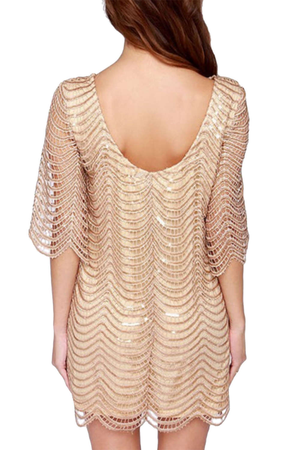 Iyasson Sequin Scallop Shift Dress