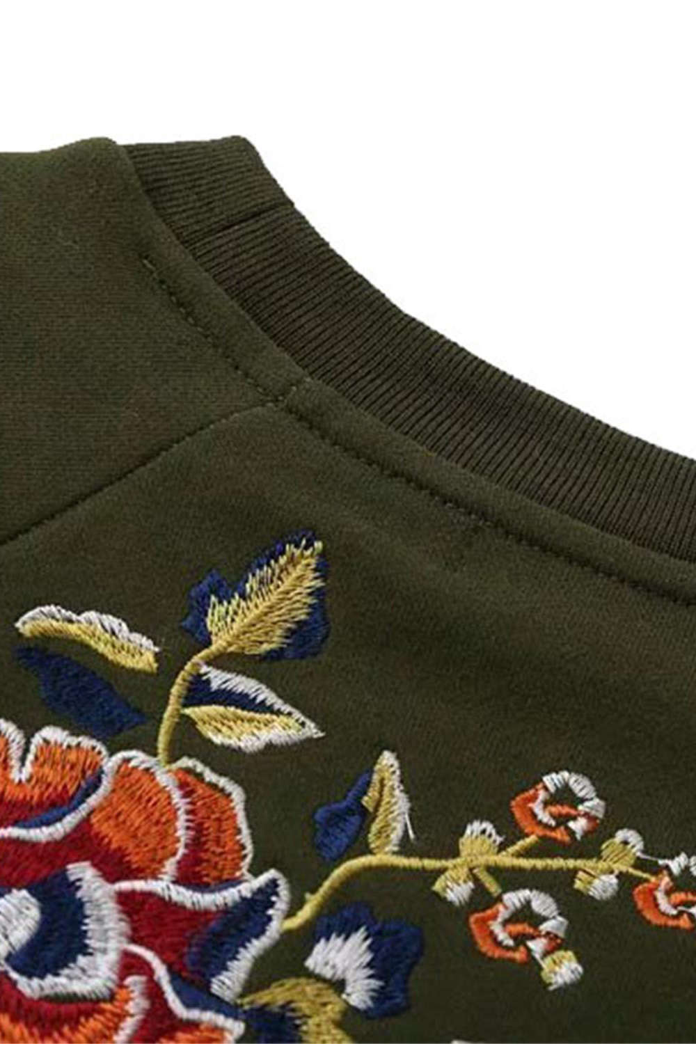 Iyasson Floral Embroidered Crew Neck Sweatshirt