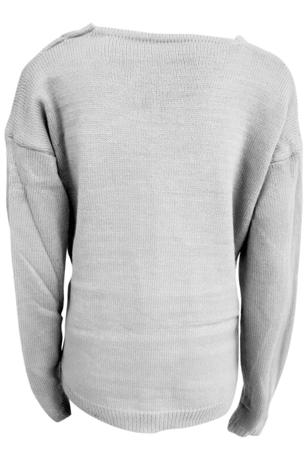 Iyasson Solid Color Long Sleeve Knit Sweater