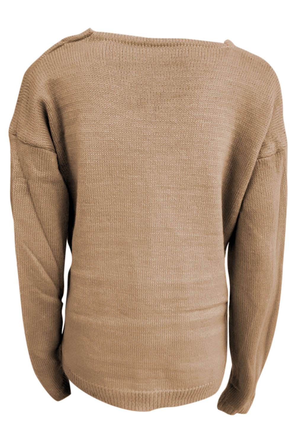 Iyasson Solid Color Long Sleeve Knit Sweater