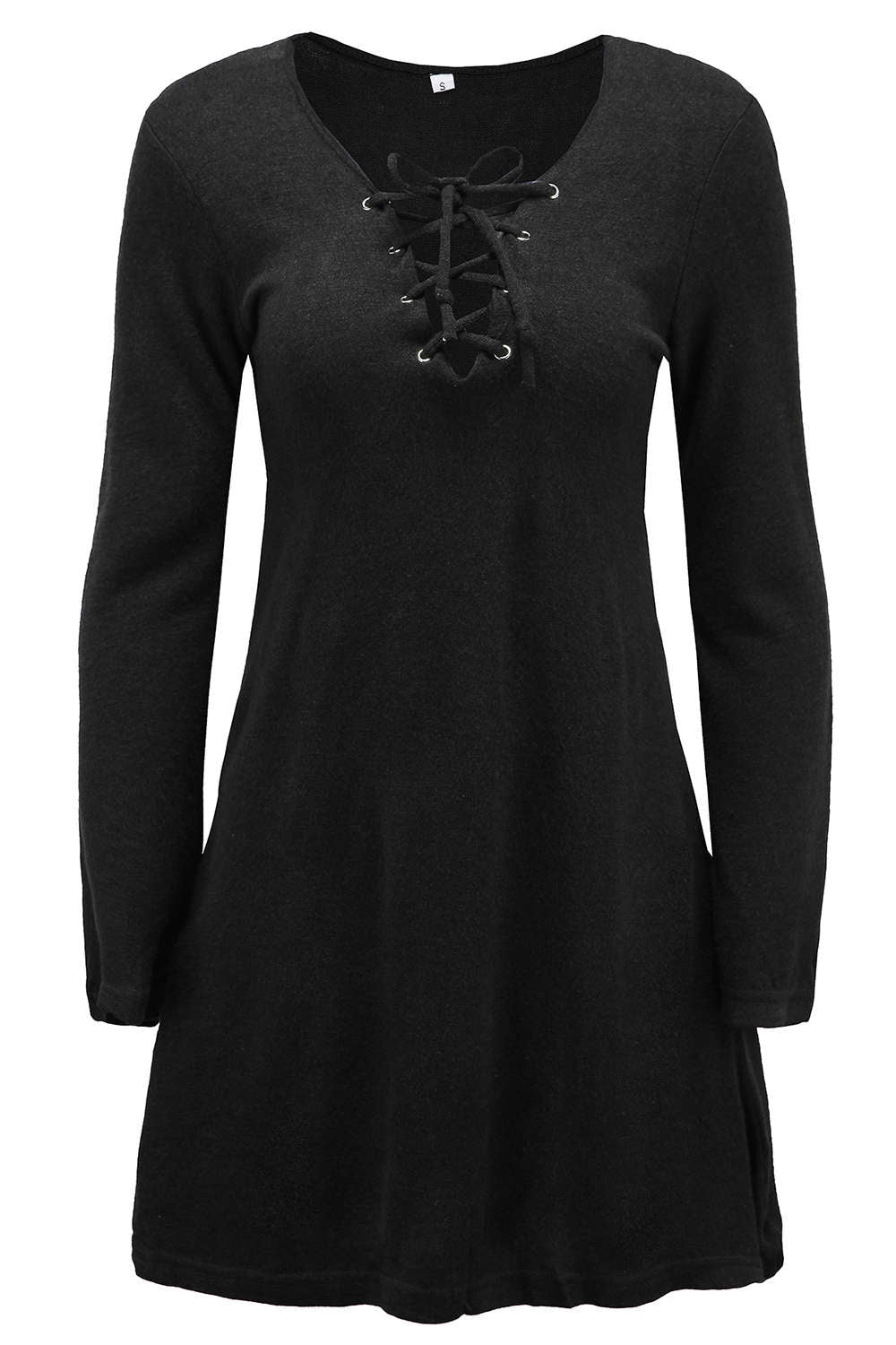 Iyasson Criss Cross V Neck Short Sweater Dress