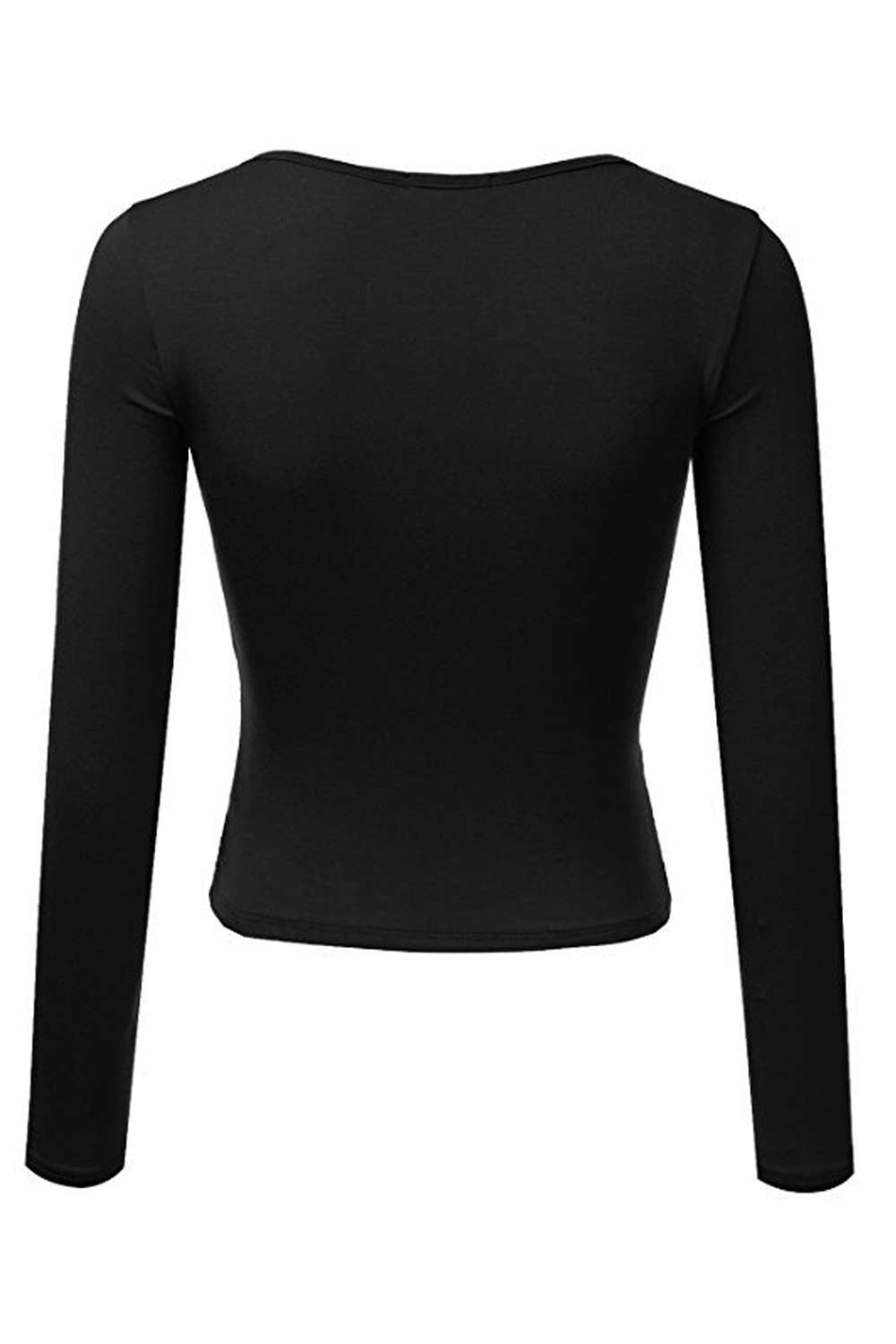 Iyasson Women's V-neck Long Sleeve Wrap Crop Tops