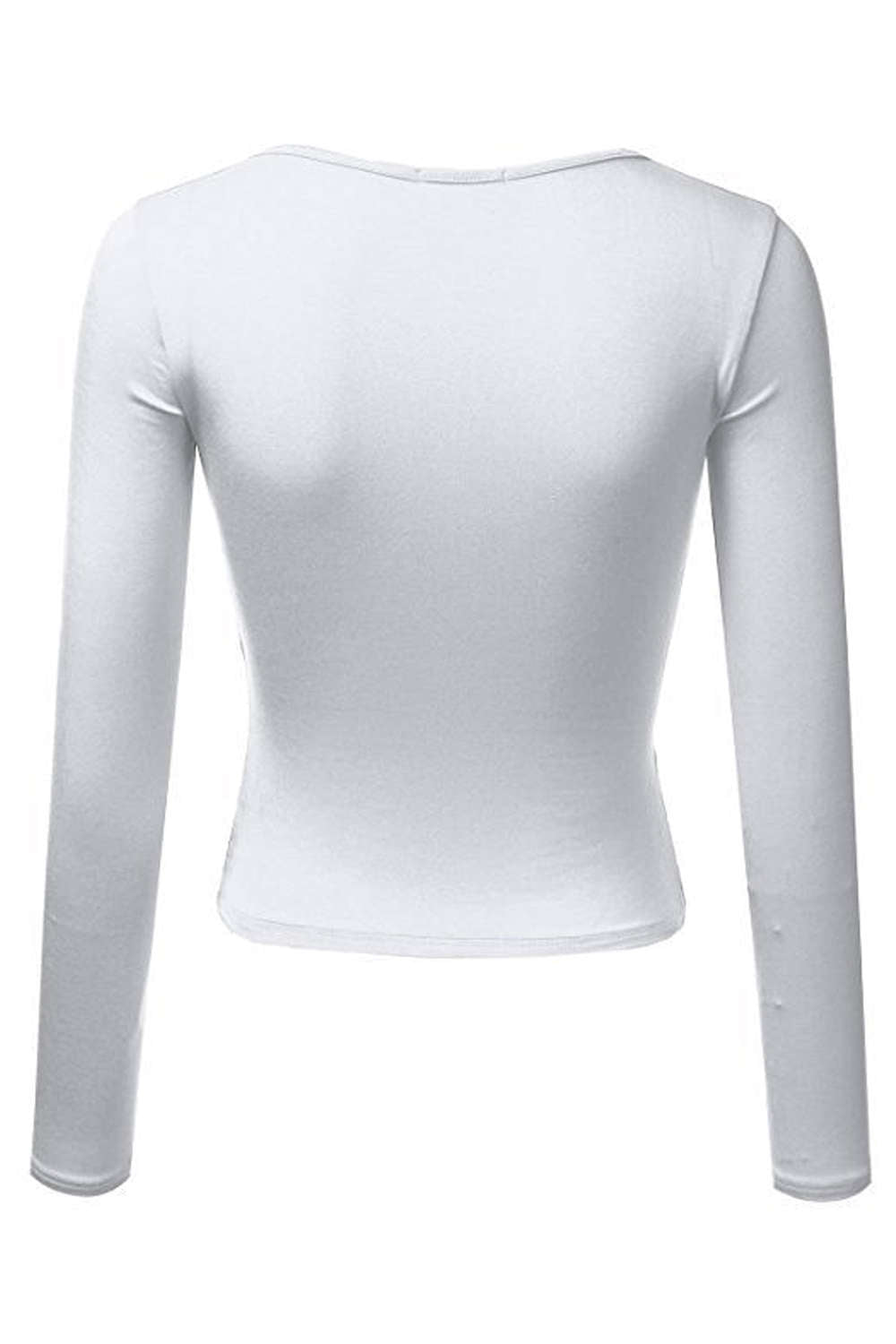 Iyasson Women's V-neck Long Sleeve Wrap Crop Tops