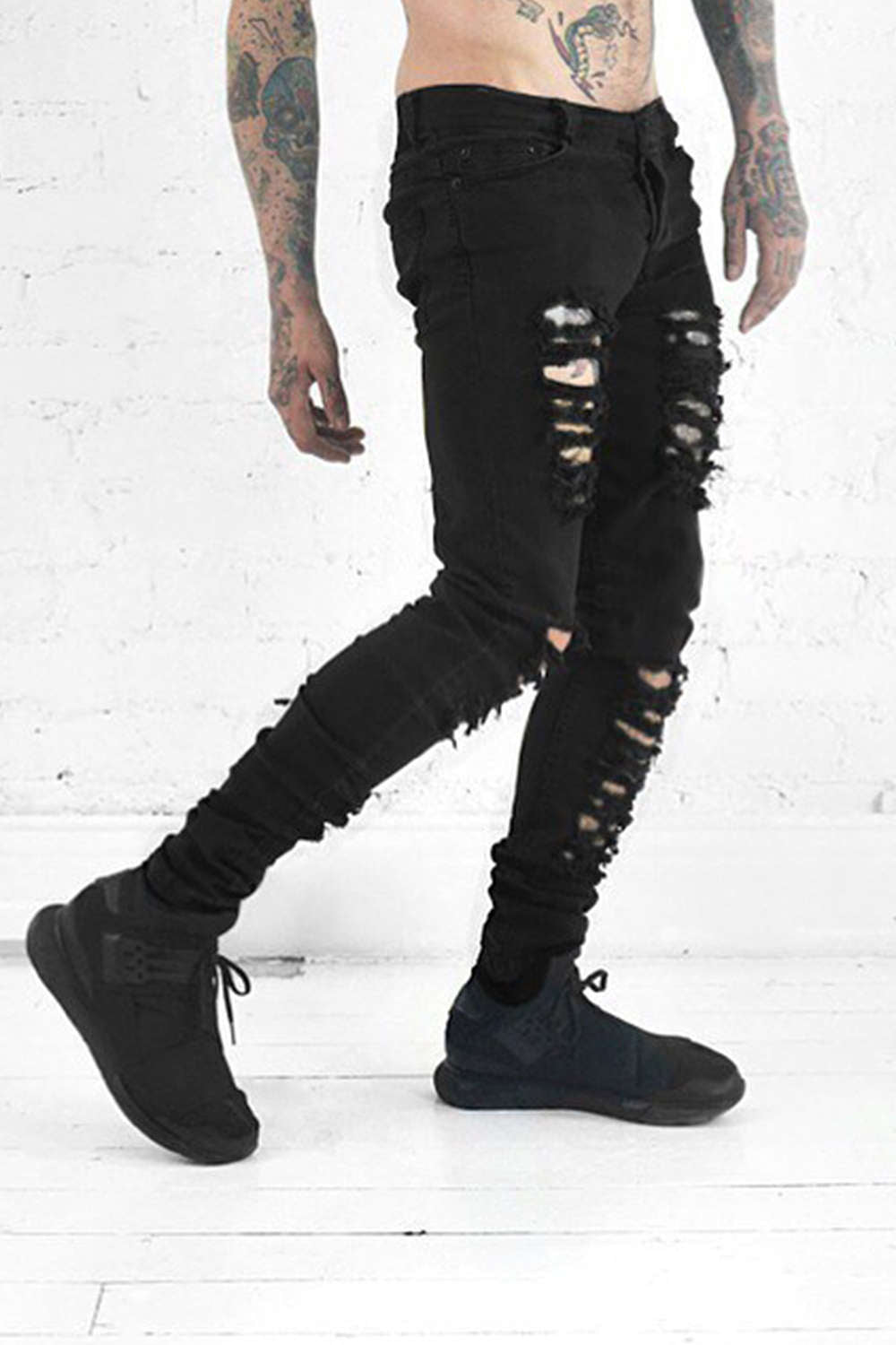 Iyasson Women's Low rise Ripped Pants