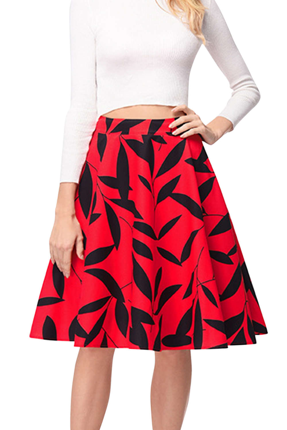 Iyasson Women's High Wasit A Line Skirt