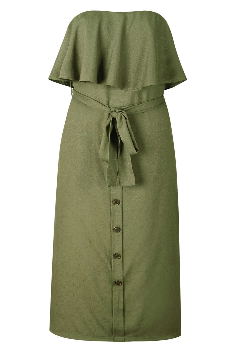 Iyasson Falbala Off Shouler Midi Shift Dress