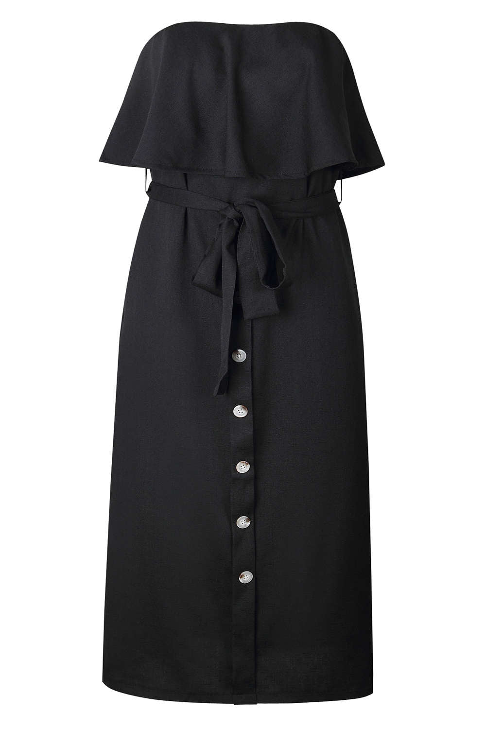 Iyasson Falbala Off Shouler Midi Shift Dress