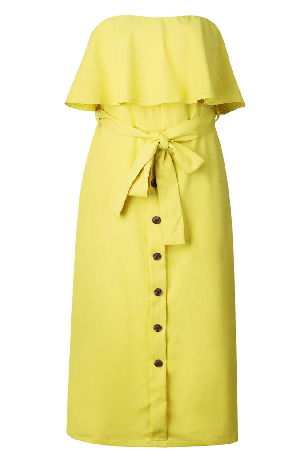 Iyasson Falbala Off Shouler Midi Shift Dress