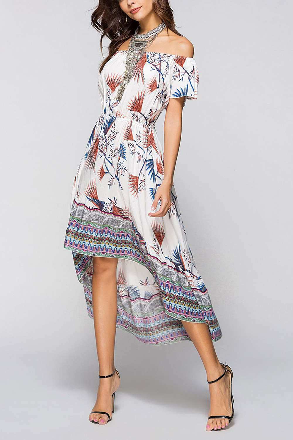 Iyasson Women's Off Shoulder High Low Dress