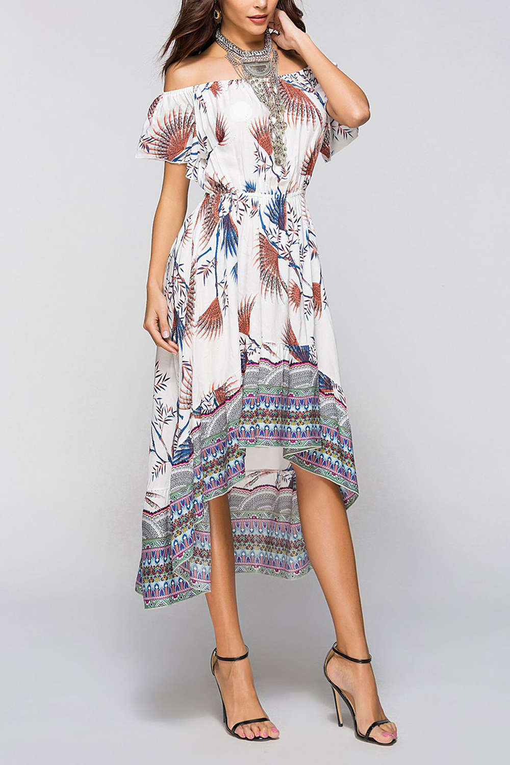 Iyasson Women's Off Shoulder High Low Dress