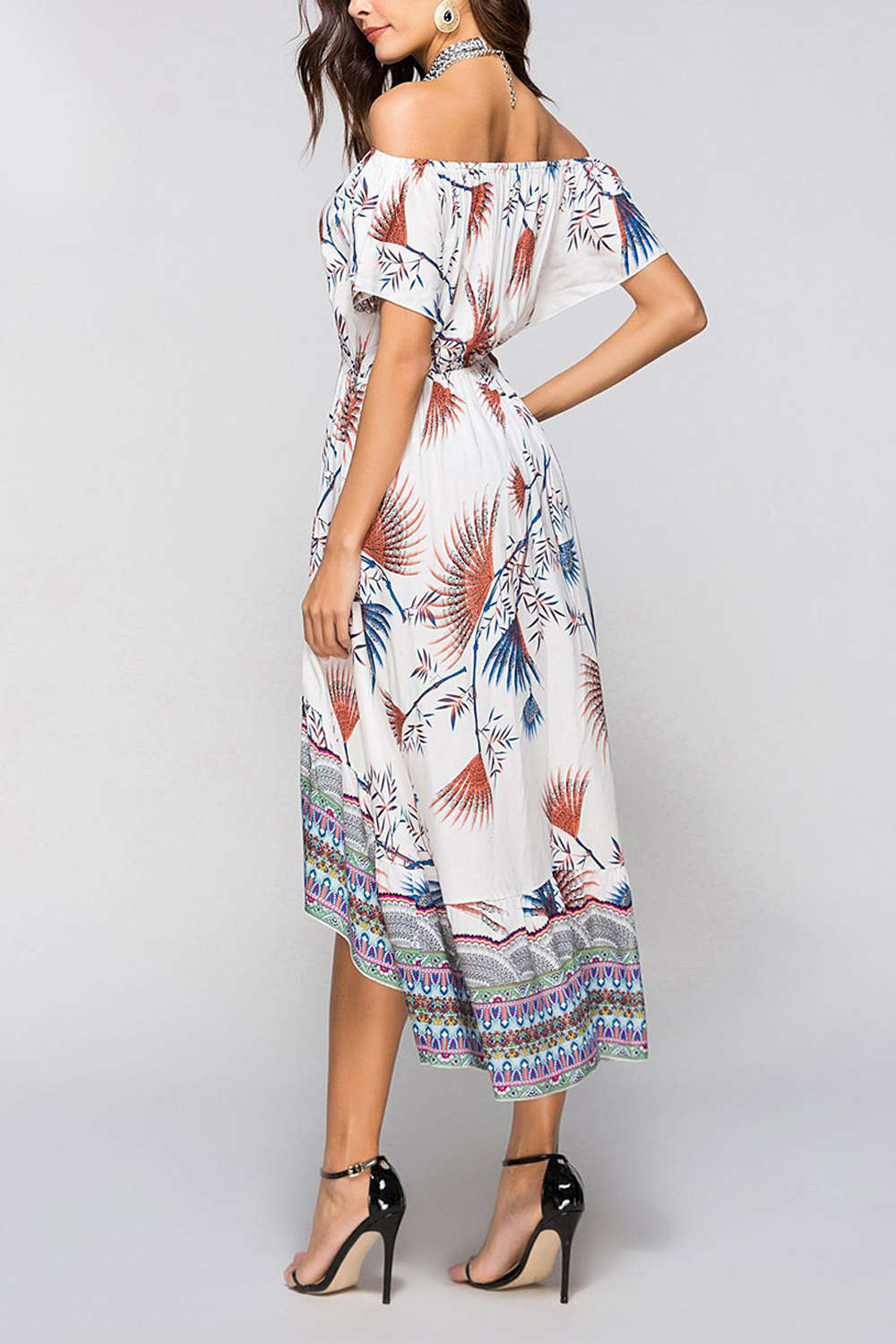 Iyasson Women's Off Shoulder High Low Dress