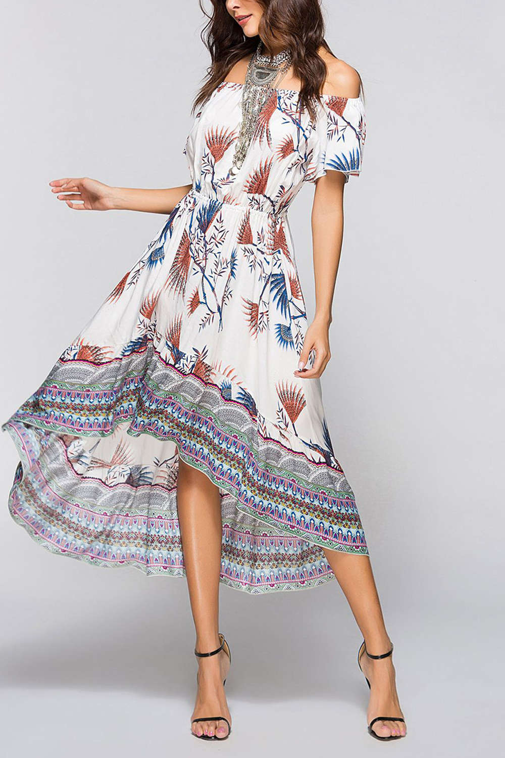 Iyasson Women's Off Shoulder High Low Dress