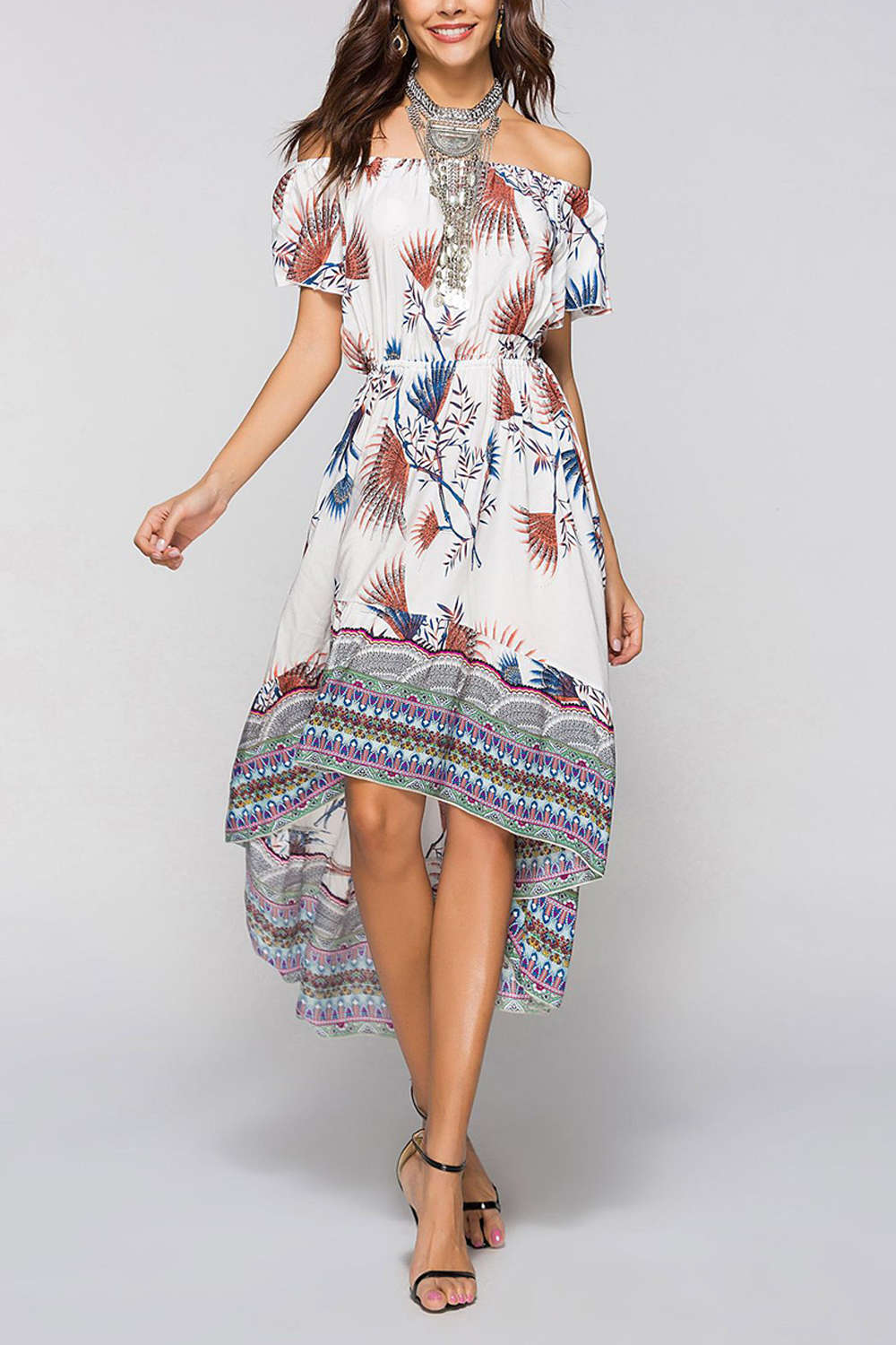 Iyasson Women's Off Shoulder High Low Dress