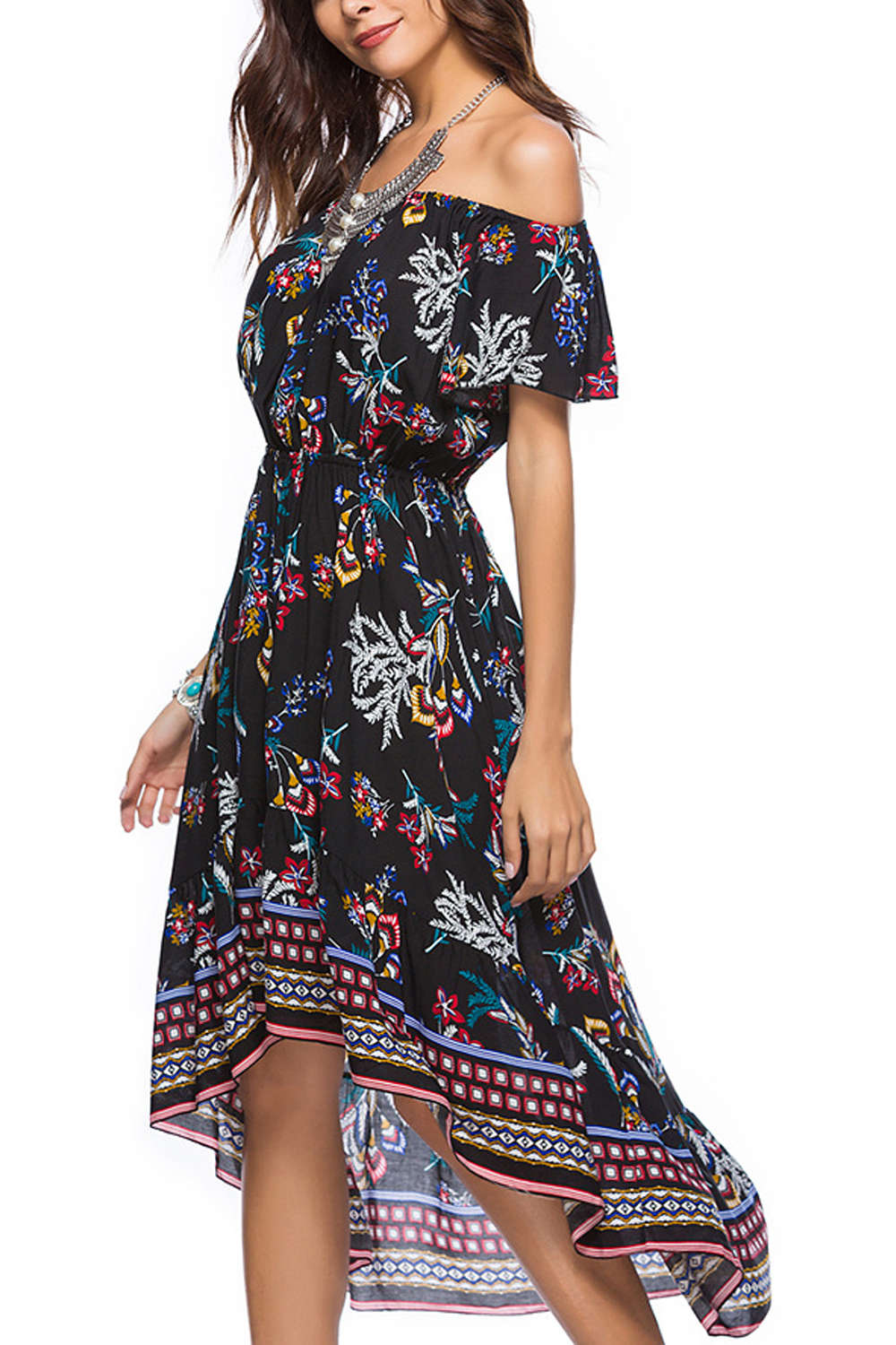 Iyasson Women's Off Shoulder High Low Dress