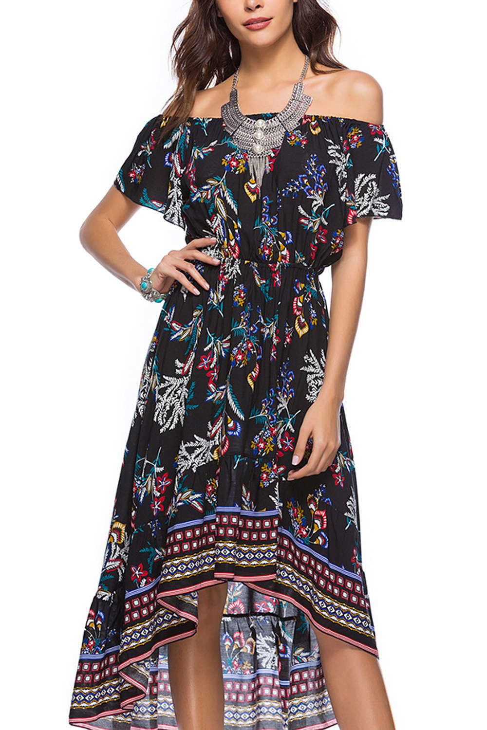 Iyasson Women's Off Shoulder High Low Dress