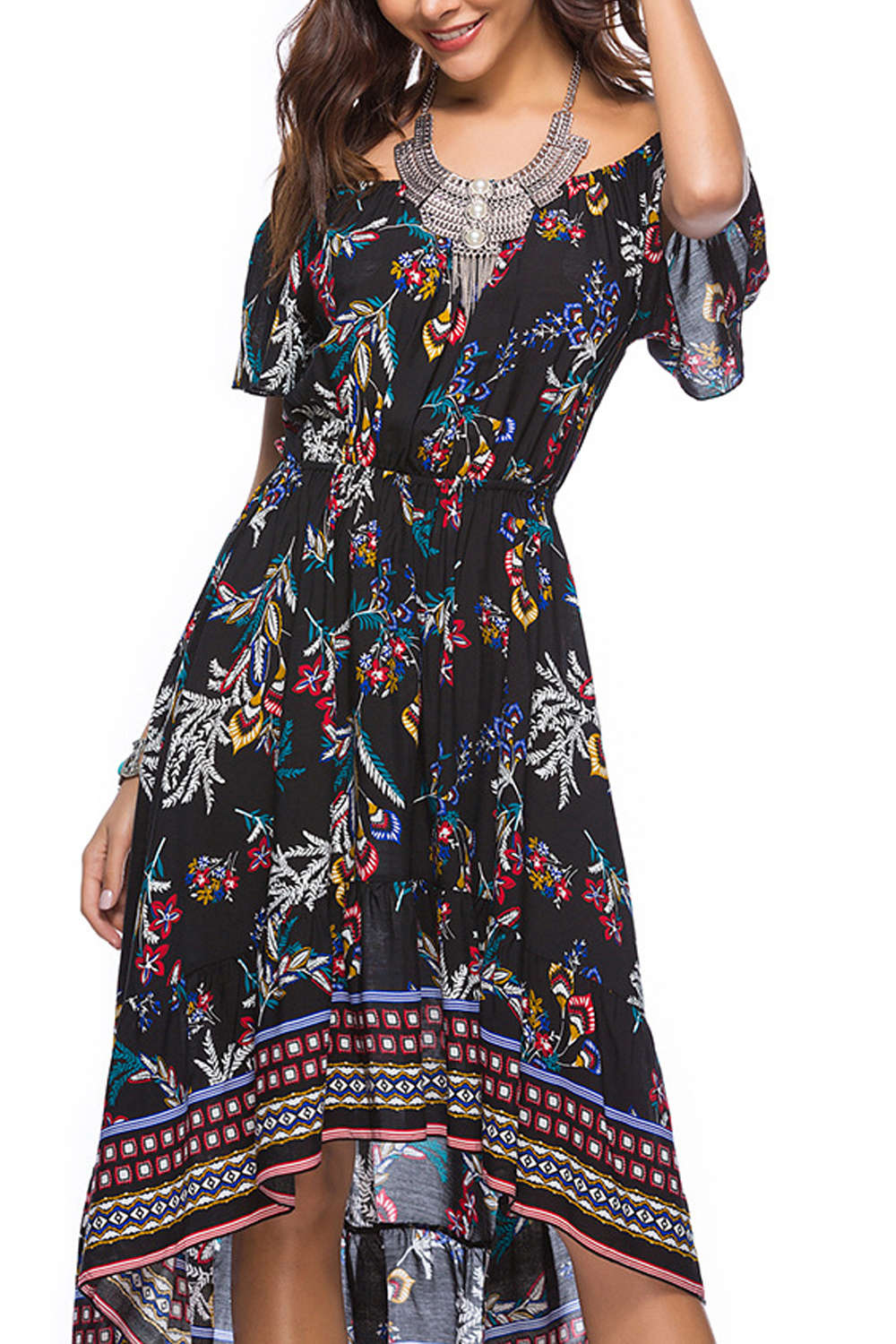 Iyasson Women's Off Shoulder High Low Dress