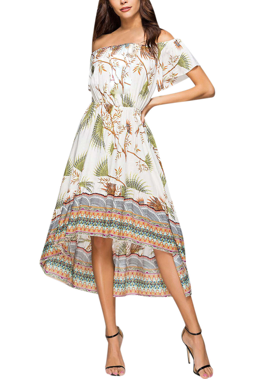 Iyasson Women's Off Shoulder High Low Dress