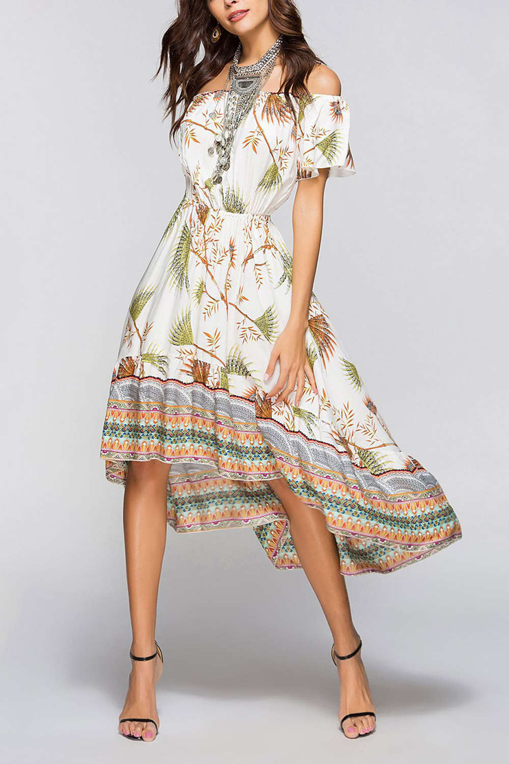 Iyasson Women's Off Shoulder High Low Dress