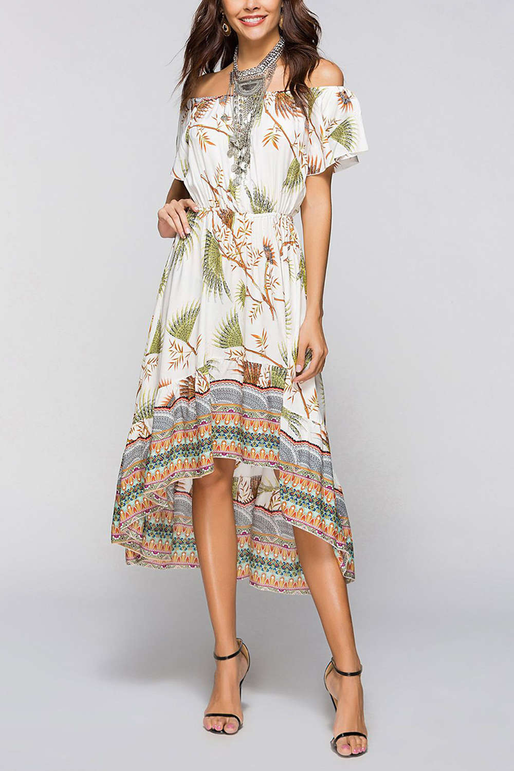 Iyasson Women's Off Shoulder High Low Dress