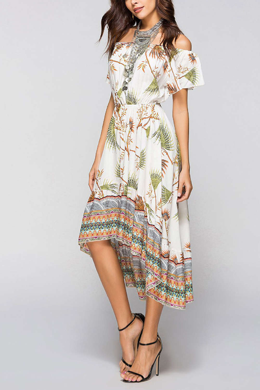 Iyasson Women's Off Shoulder High Low Dress