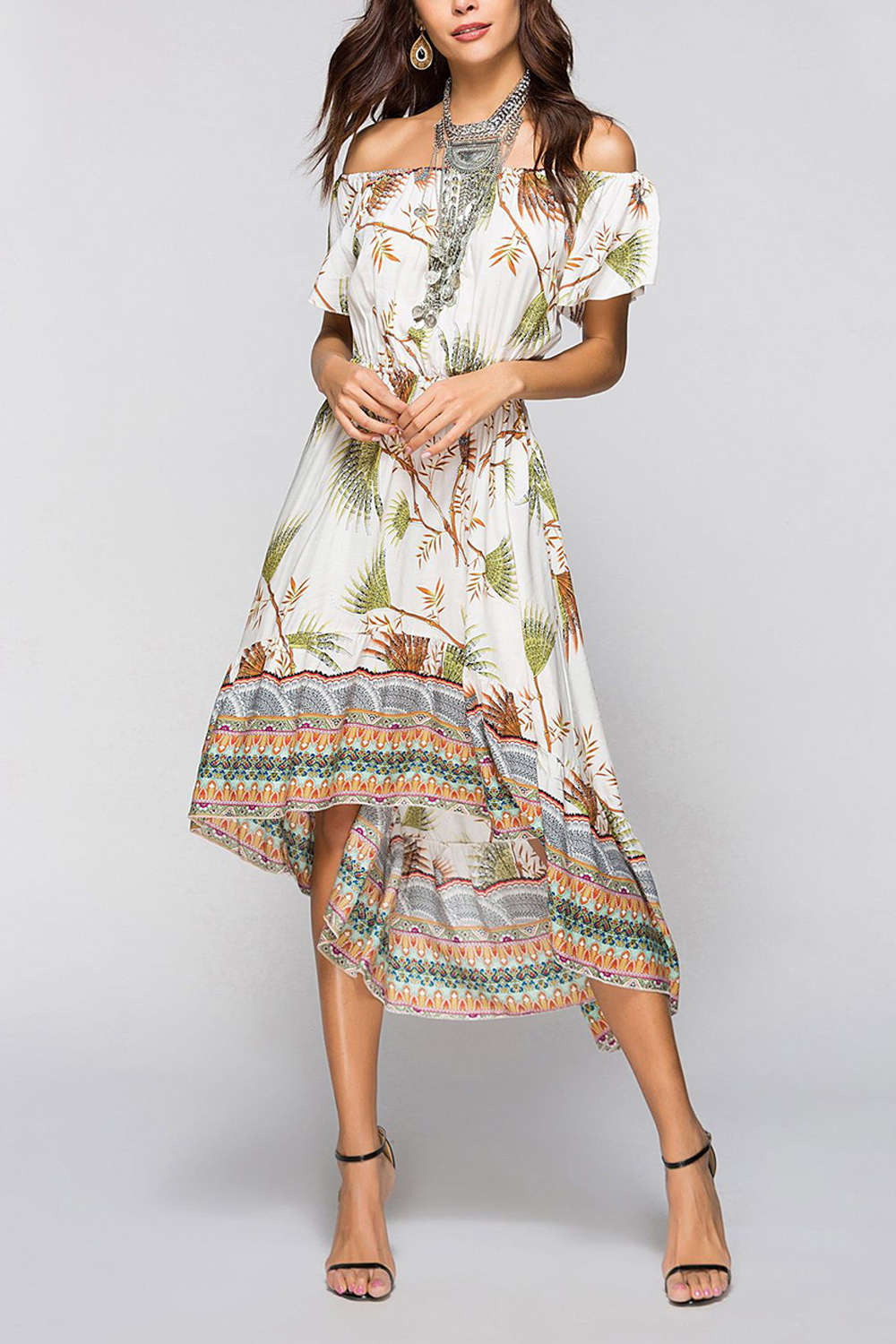 Iyasson Women's Off Shoulder High Low Dress