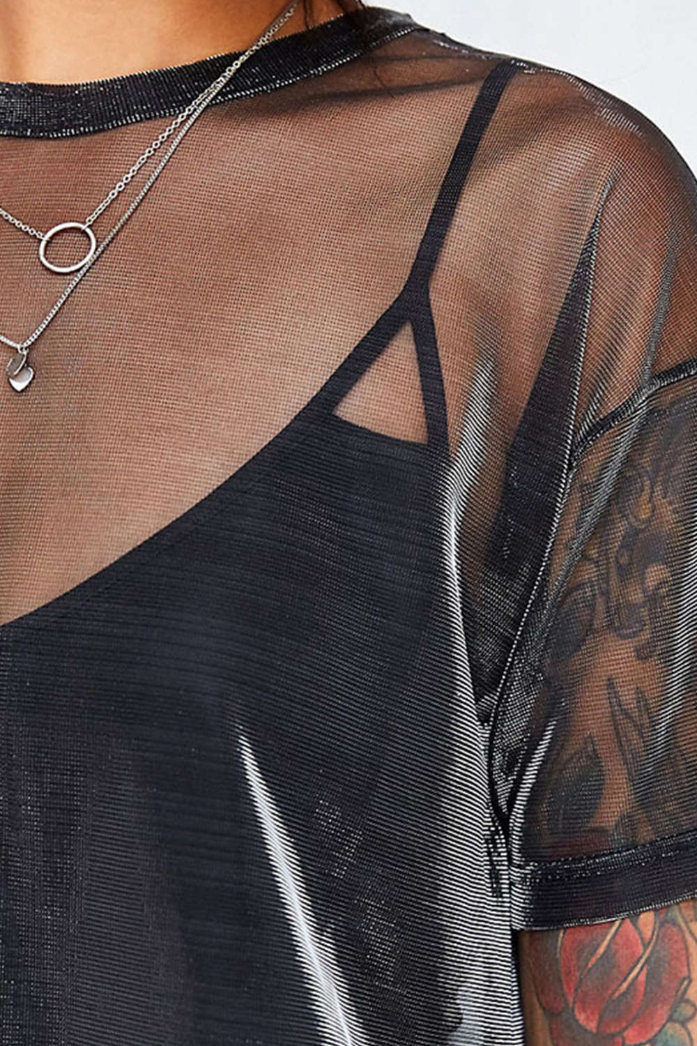 Iyasson Women Sexy See Through Sheer Mesh Tee Shirt