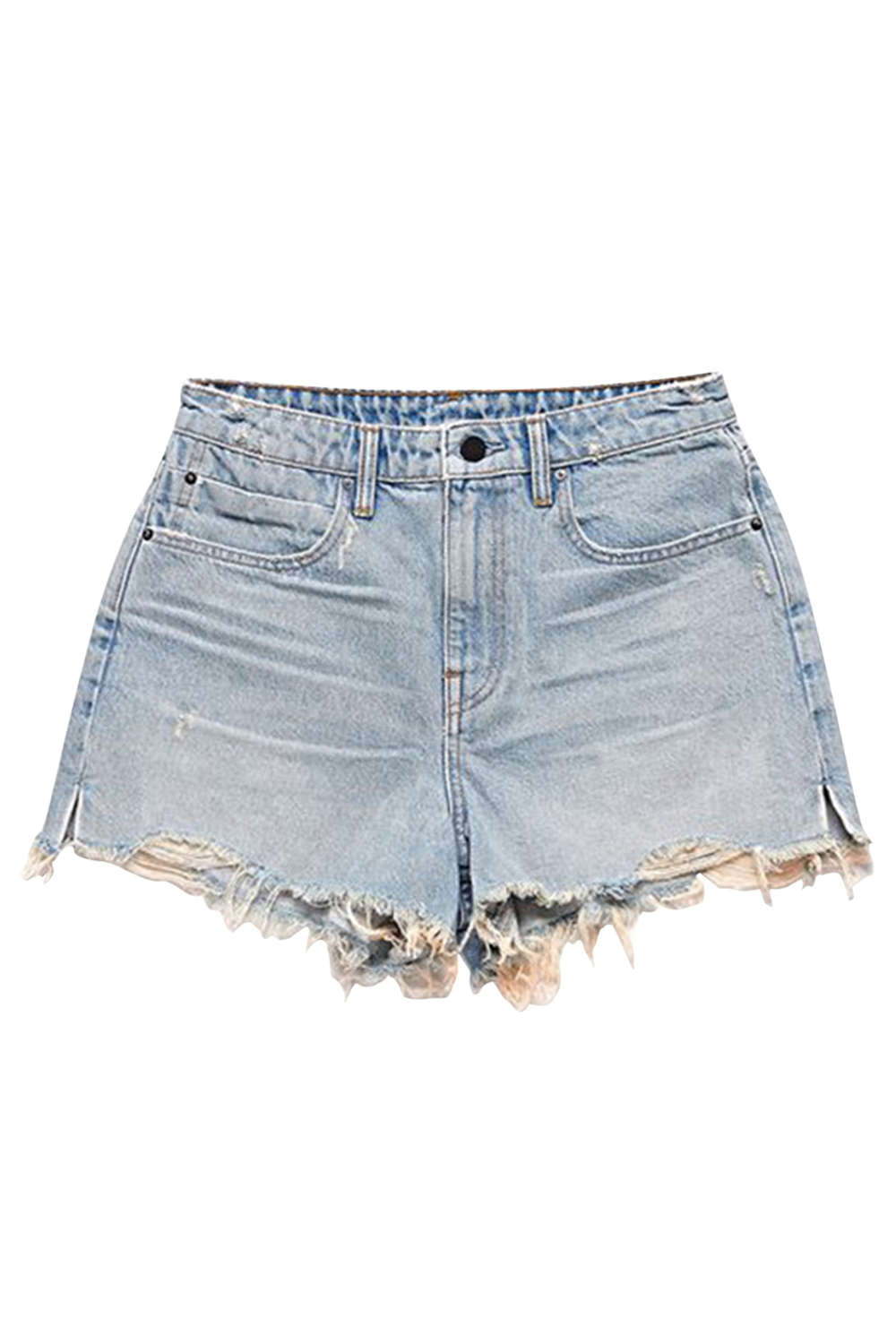 Iyasson Women's Ripped Fringe Hem High Waist Plain Hot Denim Shorts