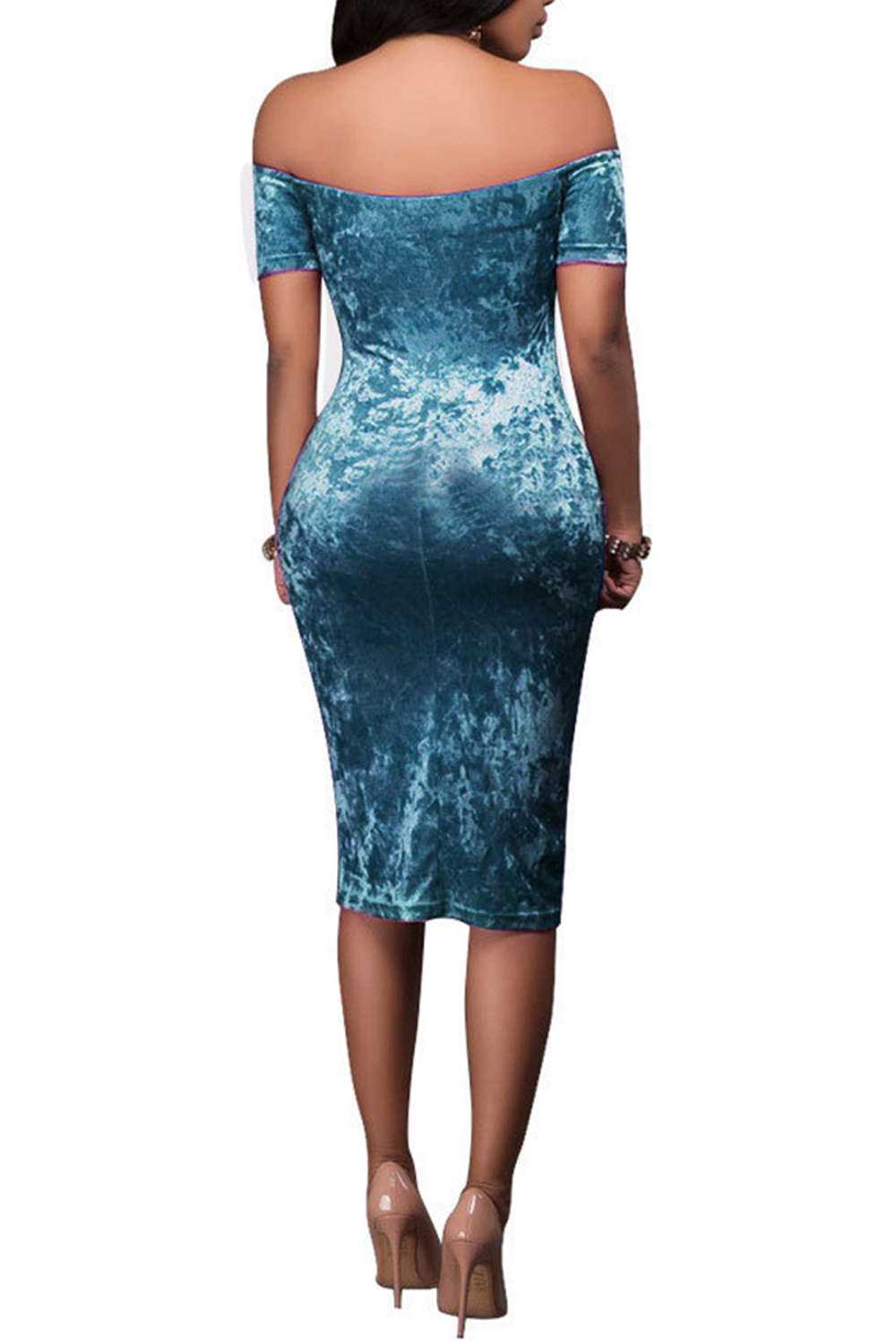 Iyasson Velvet Off-the-shoulder Bodycon Dress