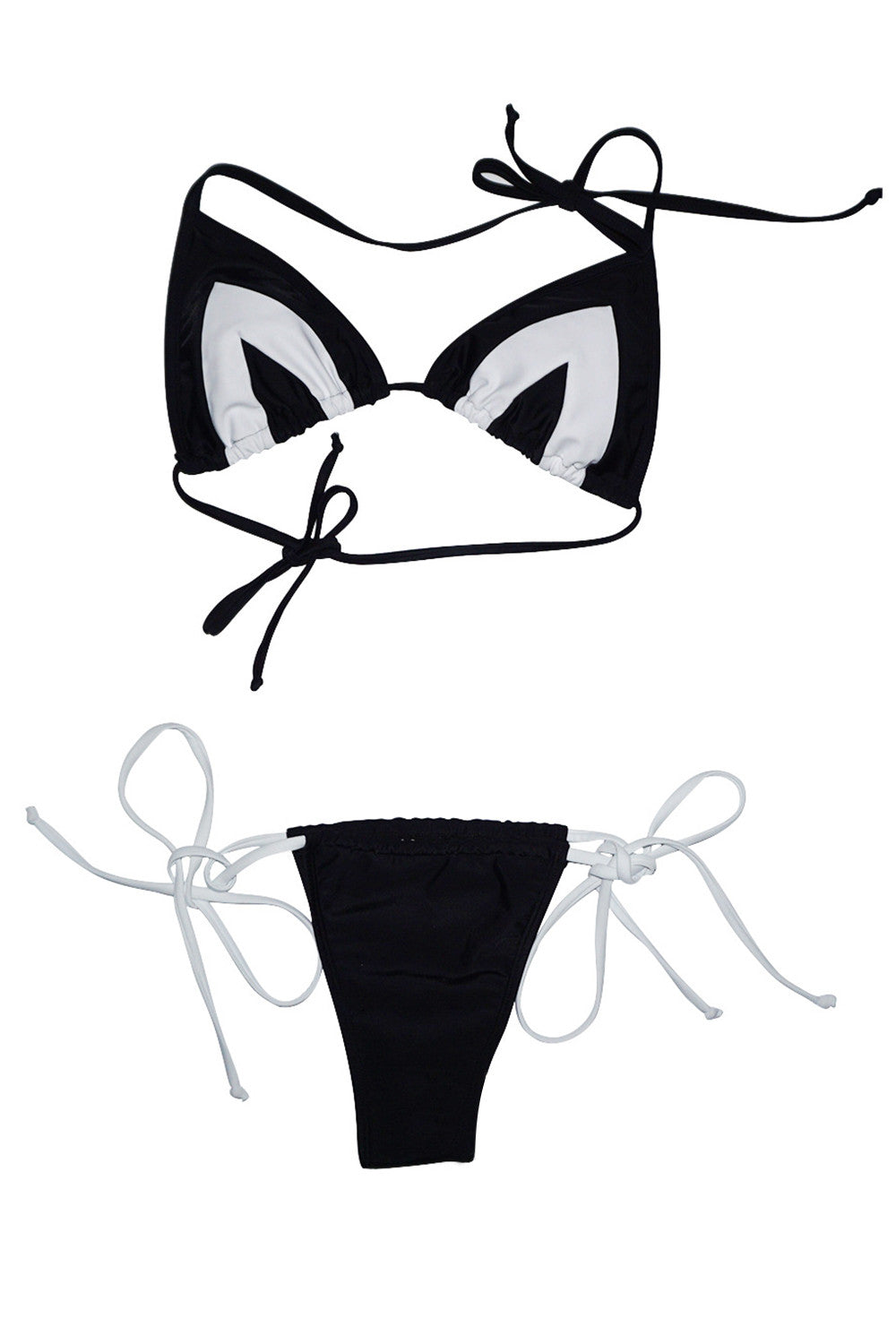 Iyasson Contrast Color Triangle Top Bikini Sets