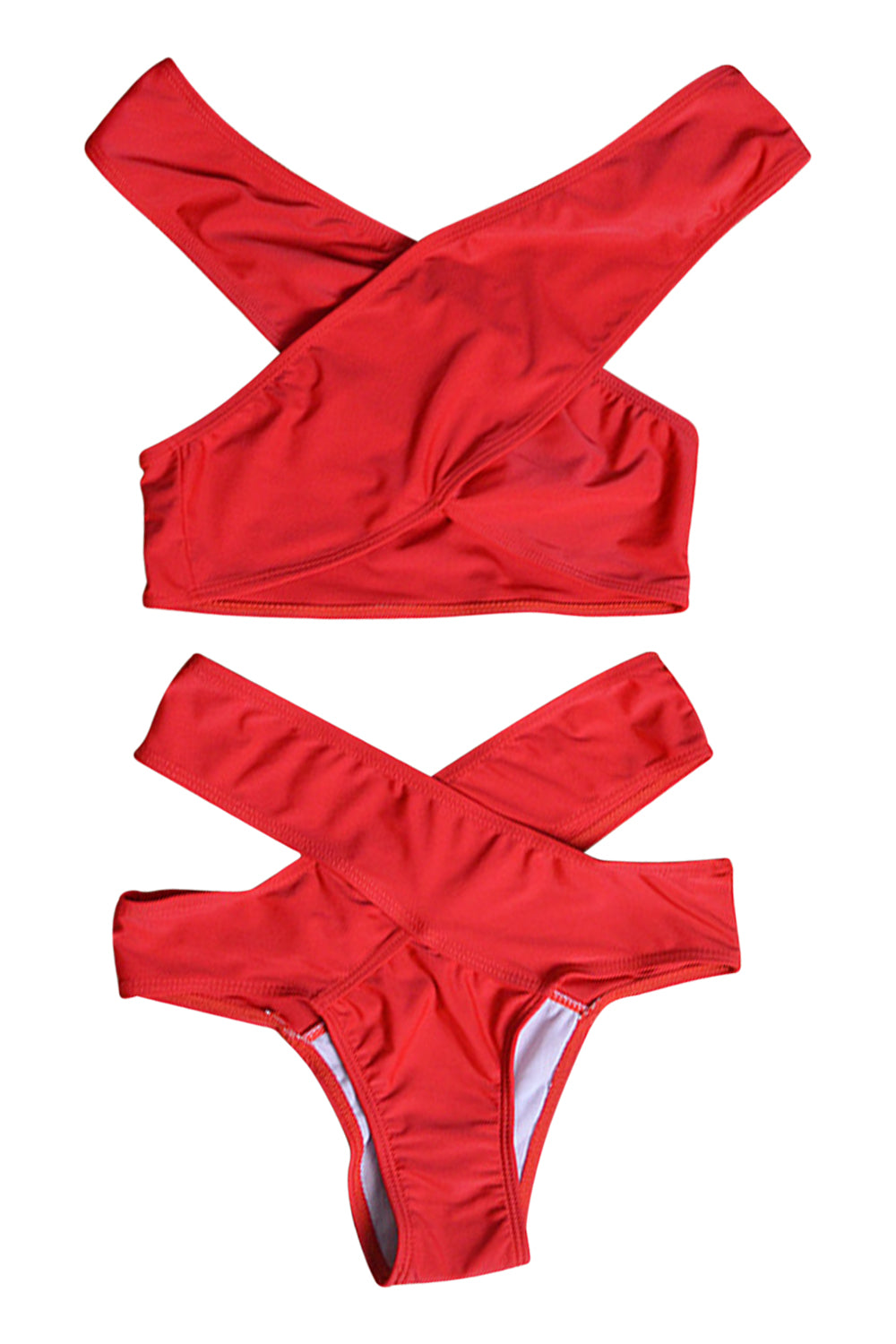 Iyasson Red Off-shoulder High-waisted Fit Bikini