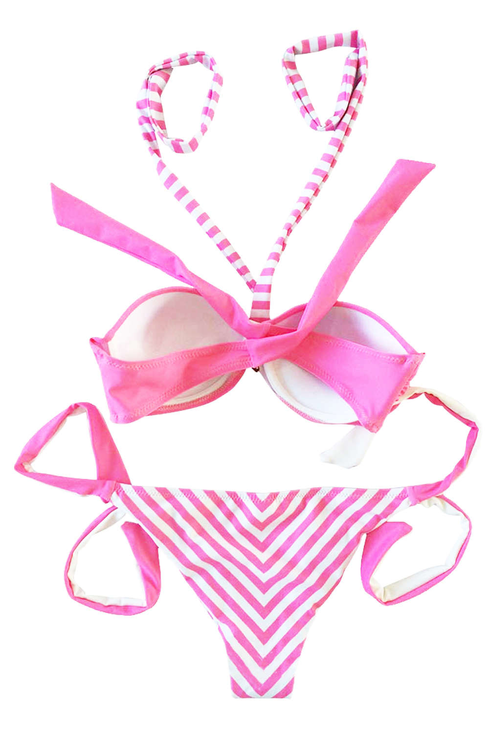 Iyasson Sexy Stripe Splicing Printing Brazilian Bikini