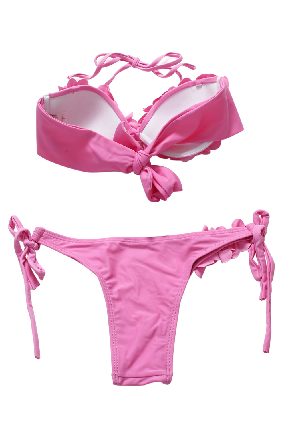 Iyasson Creamy Pink 3D Blooming Flower  Bikini Set