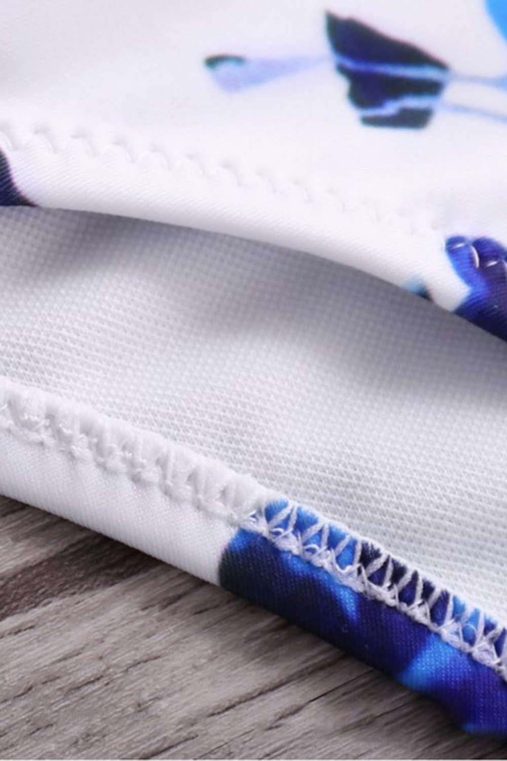 Iyasson Sweet Blue Floral Printing Halter Bikini Sets