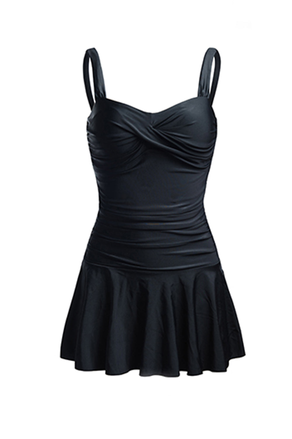 EZI Black Close-fitting With Shirring One-piece Swimsuit