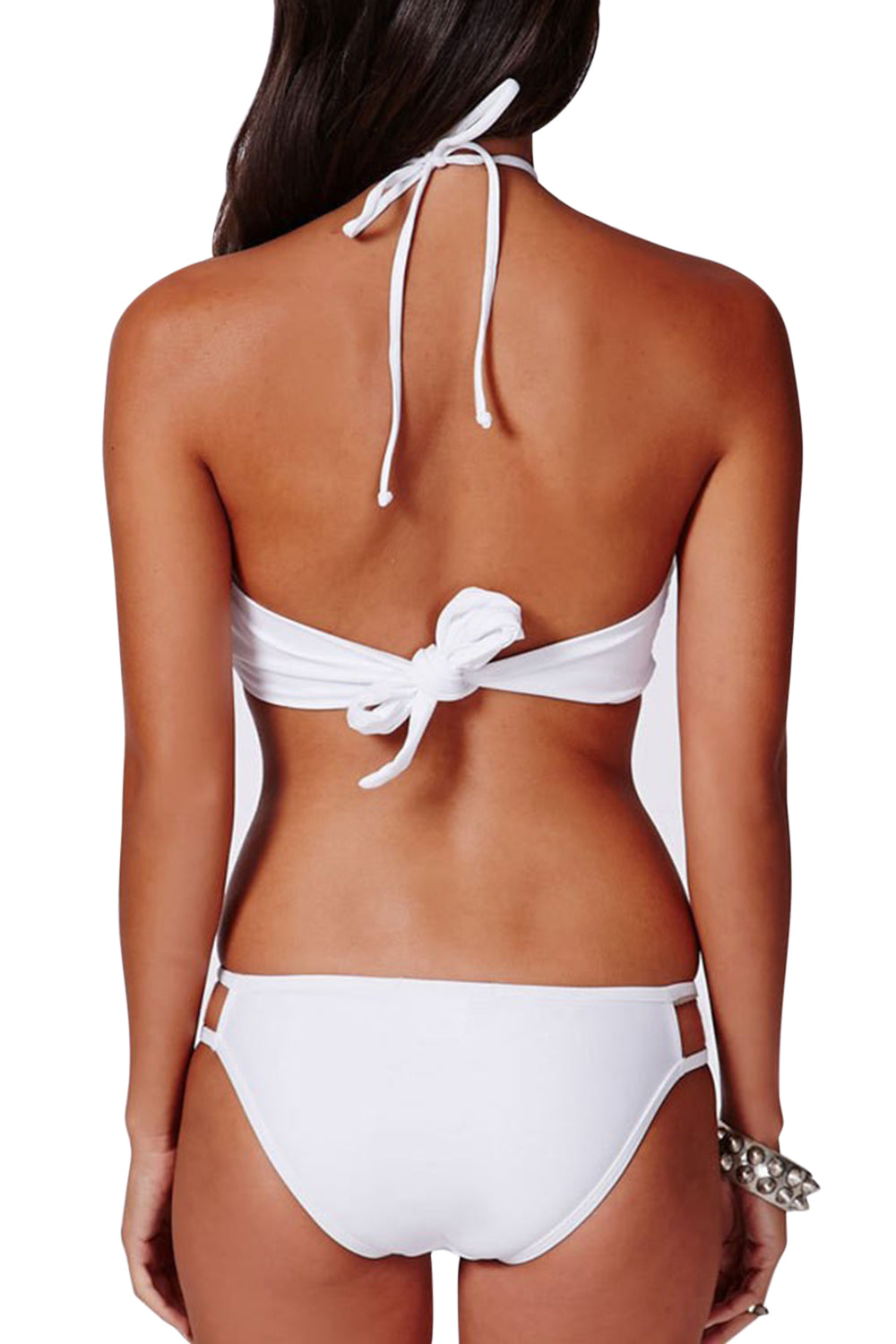 Iyasson Sexy Front Cross Bikini Top  with Double-string Bottom