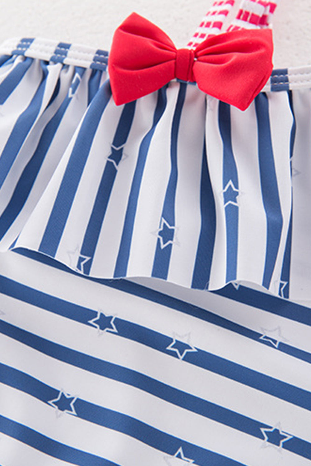 Iyasson Stripe Pattern Falbala Baby Girl Swimsuit