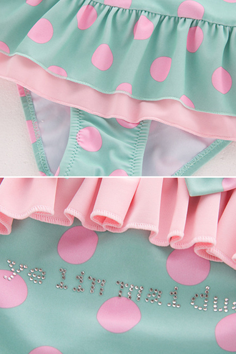 Iyasson Polka Dot Printing Baby Girl Swimsuit With Sweet Bow