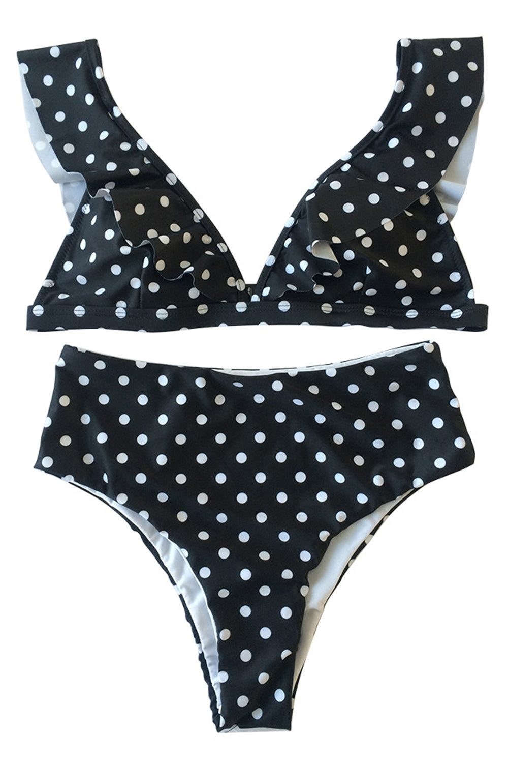Iyasson Polka dot Printing Falbala Bikini Sets