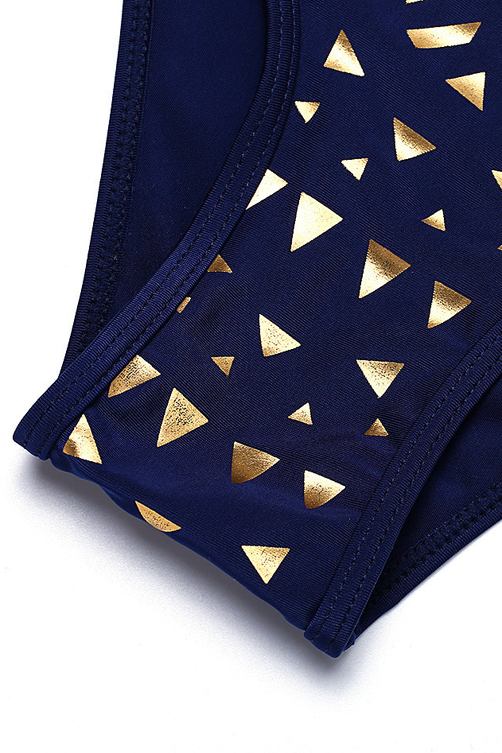 Iyasson Black Hollowed out printing Halter Bikini