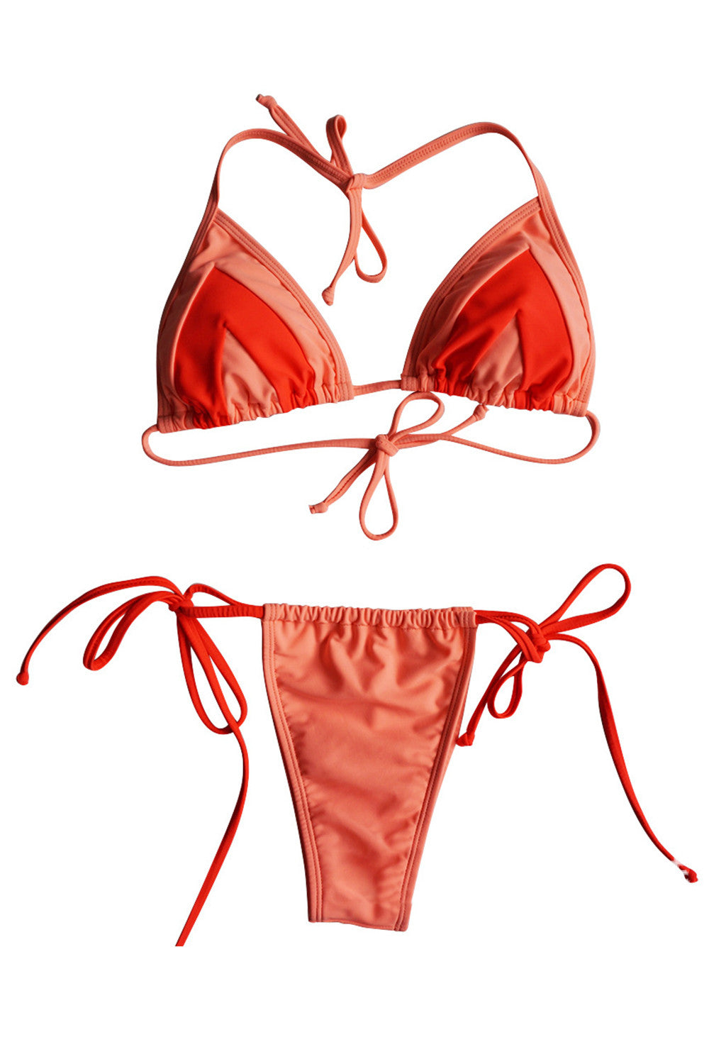 Iyasson Contrast Color Triangle Top Bikini Sets