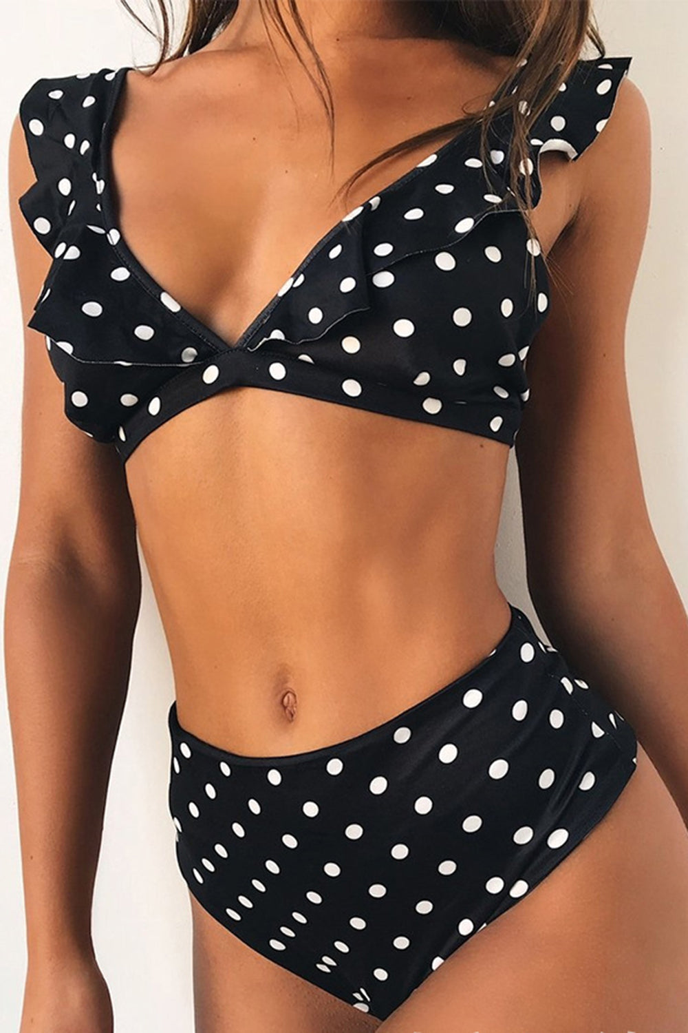 Iyasson Polka dot Printing Falbala Bikini Sets