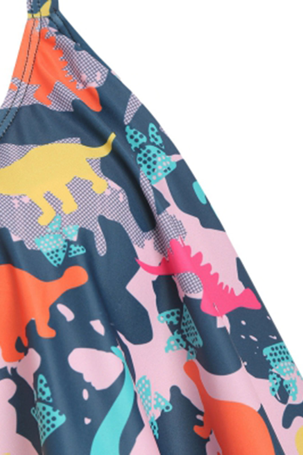 Dinosaur Print High Waist Pink Black Cute Tummy Control Bikini Set