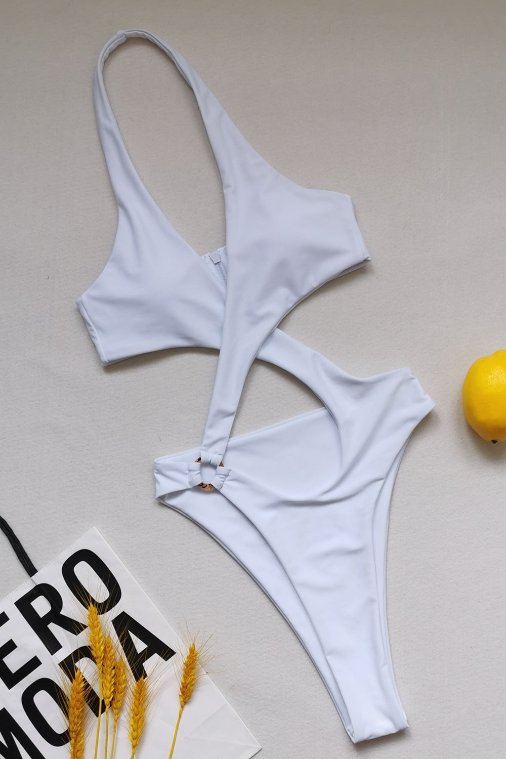 Integral Solid Color Cross Hollow Sexy Swimsuit