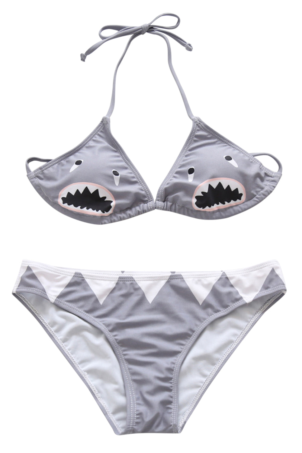 Iyasson Cute Cartoon Printing Halter Bikini Set